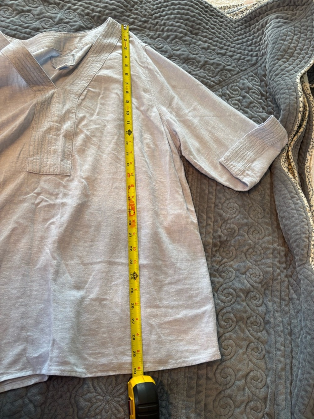 Sigrid Olsen Light Blue V-Neck Tunic with Side Button Detail - Picture 8 of 11